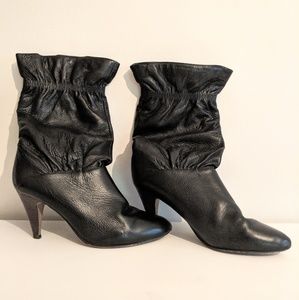 Aldo Black Leather Heeled Boots